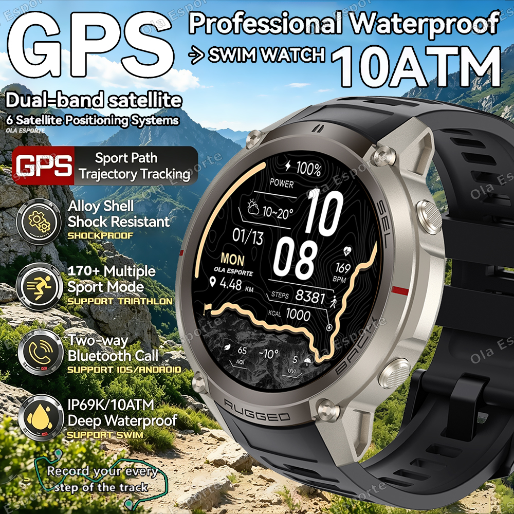 Smartwatch Running Watches For Men - New Built-in GPS Smart Watch 5ATM