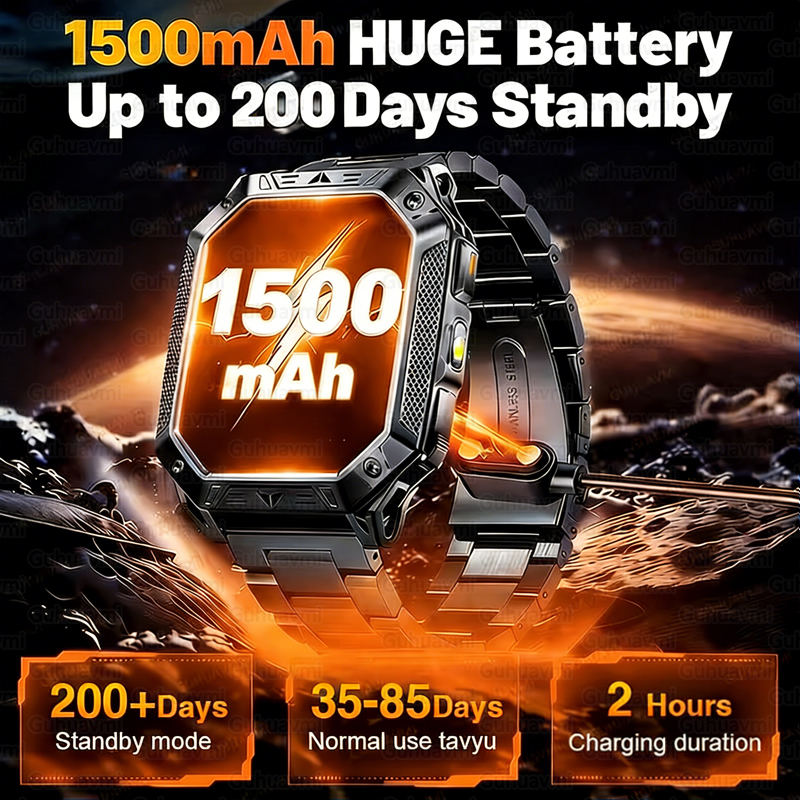 New 1500mAh Military Outdoor S - Smartwatch Square Watches For Men avis et prix