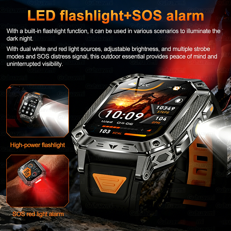 New 1500mAh Military Outdoor S - Smartwatch Square Watches For Men avis et prix