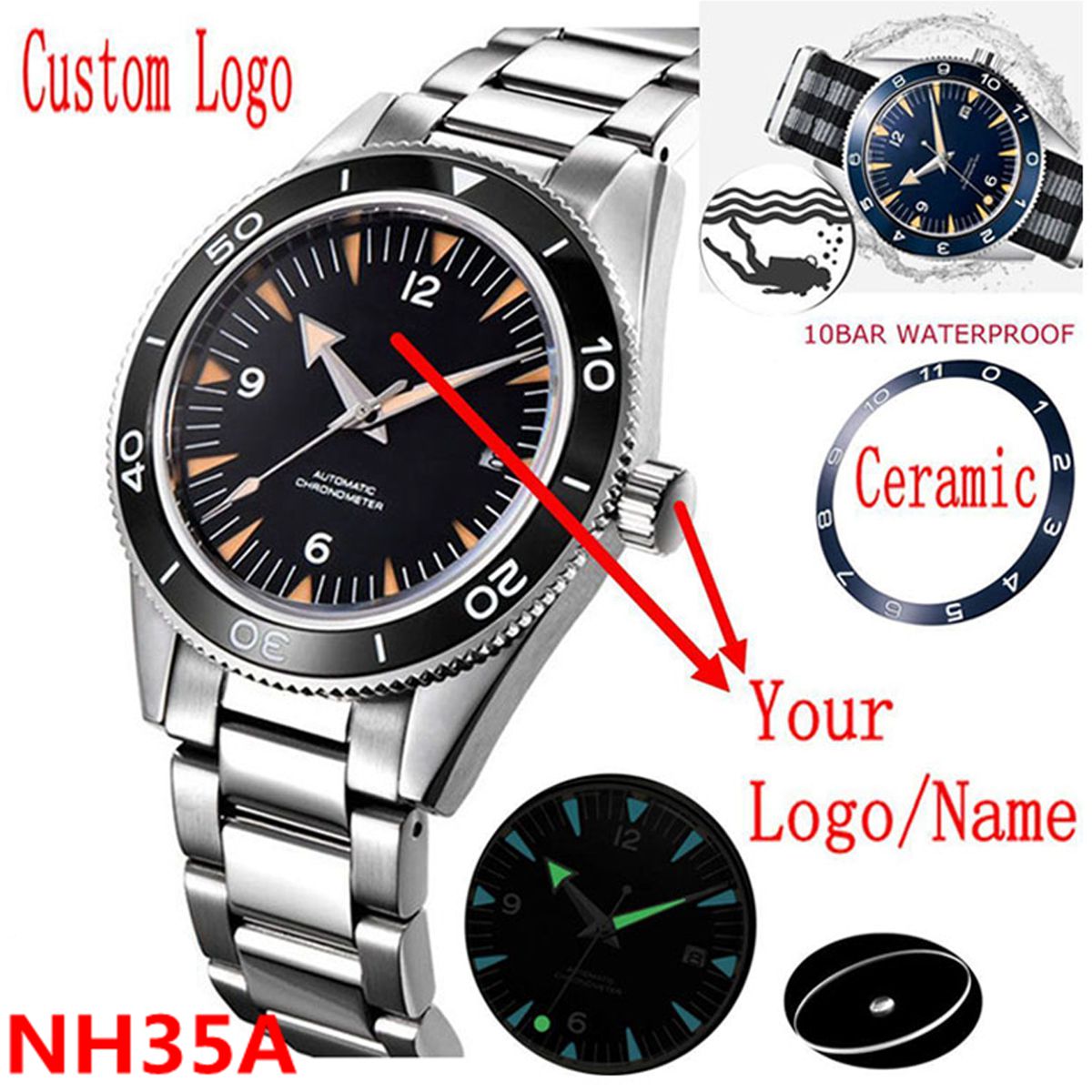 Custom Logo NH35 Movement Watc - Watch Bezel Insert avis et prix