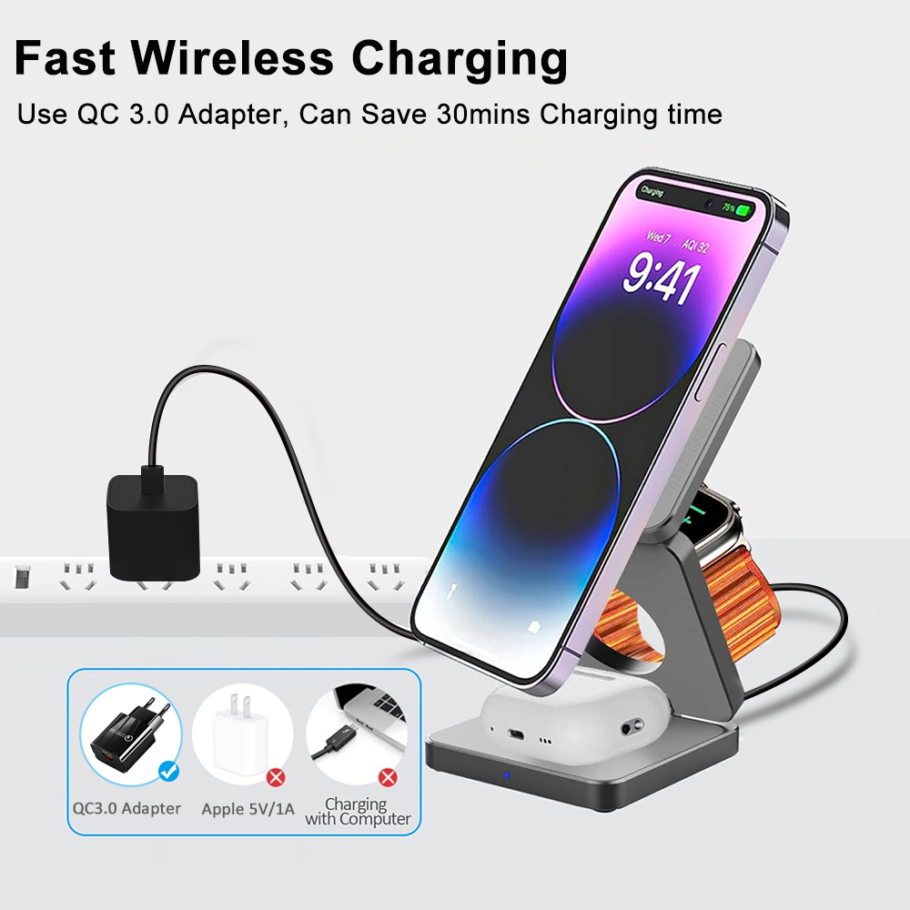Wireless Charger 3 in 1 Foldab - Smartwatch Watches For Iphone avis et prix