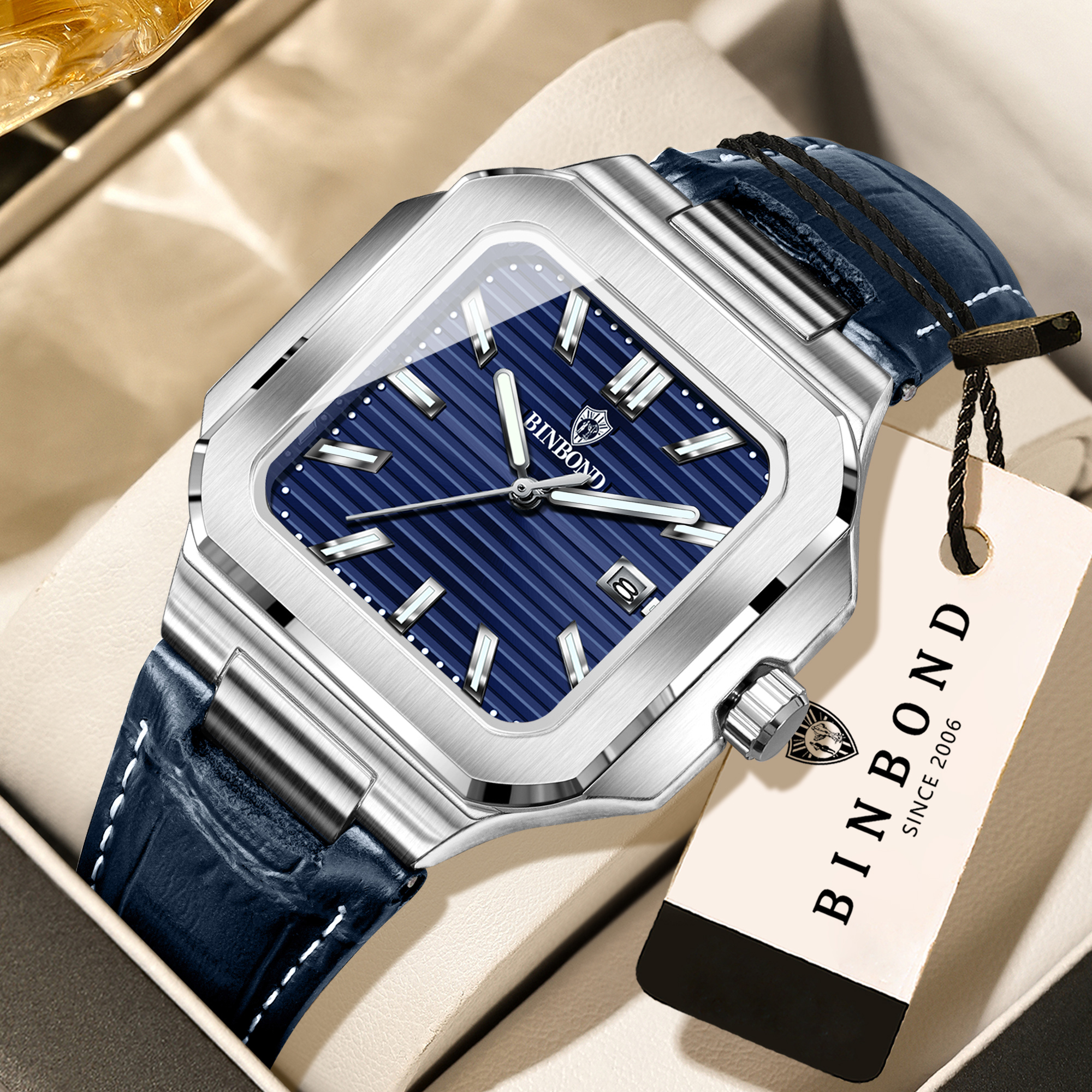 BINBOND  square quartz wristwa - Smartwatch Square Watches For Men avis et prix