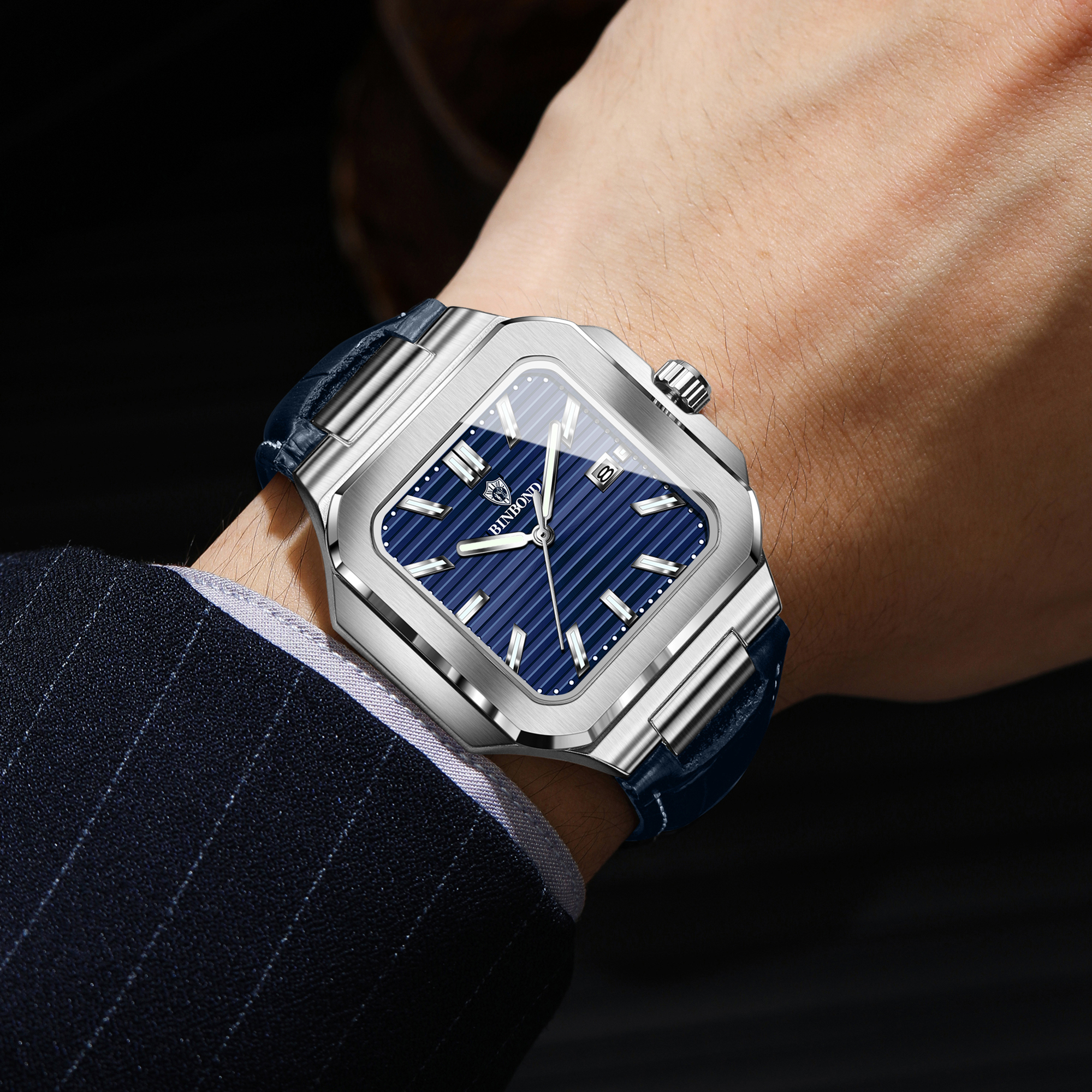 BINBOND  square quartz wristwa - Smartwatch Square Watches For Men avis et prix