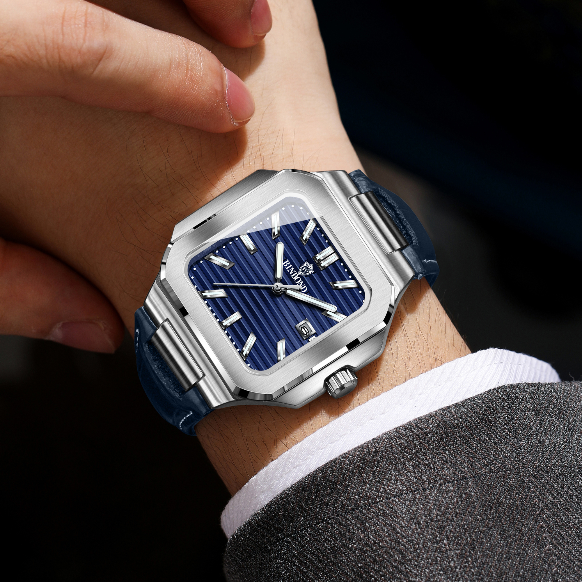 BINBOND  square quartz wristwa - Smartwatch Square Watches For Men avis et prix