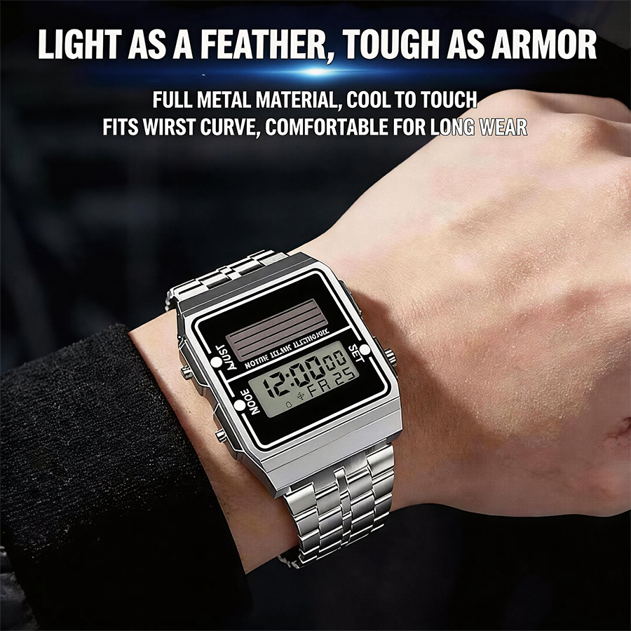 Retro Silver Metal Square Sola - Solar Powered Watch avis et prix