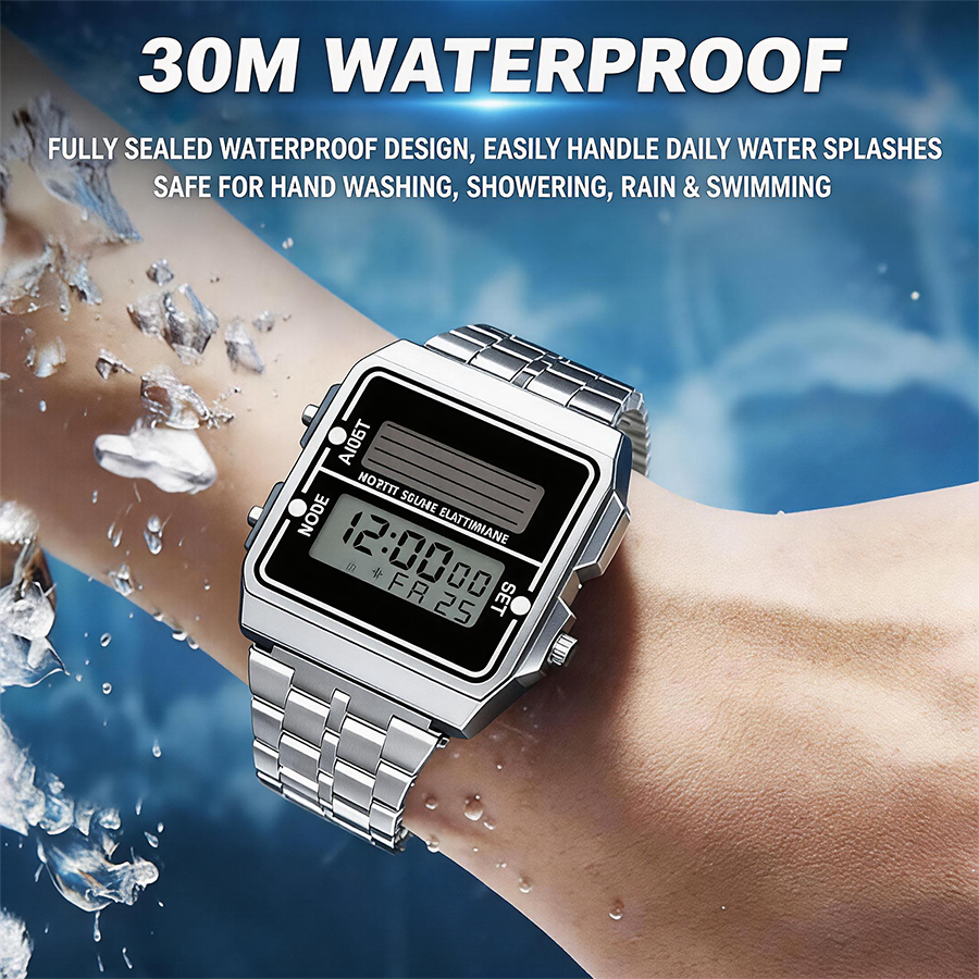 Retro Silver Metal Square Sola - Solar Powered Watch avis et prix