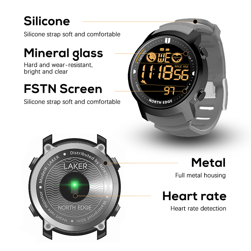 NORTH EDGE Smart Watch Men Hea - Smartwatch Running Watches For Men avis et prix