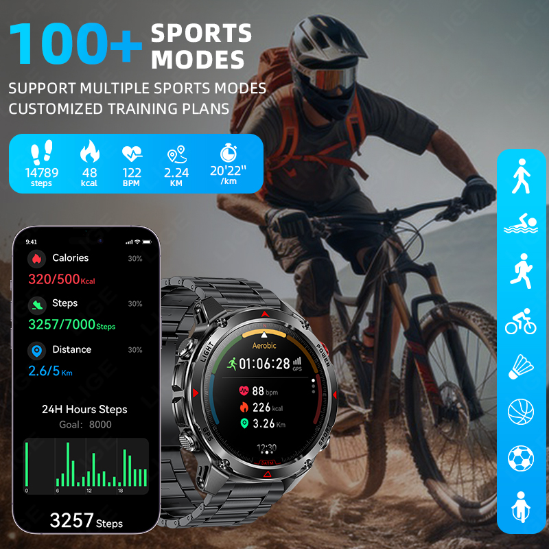 LIGE New Professional GPS Spor - Smartwatch Running Watches For Men avis et prix
