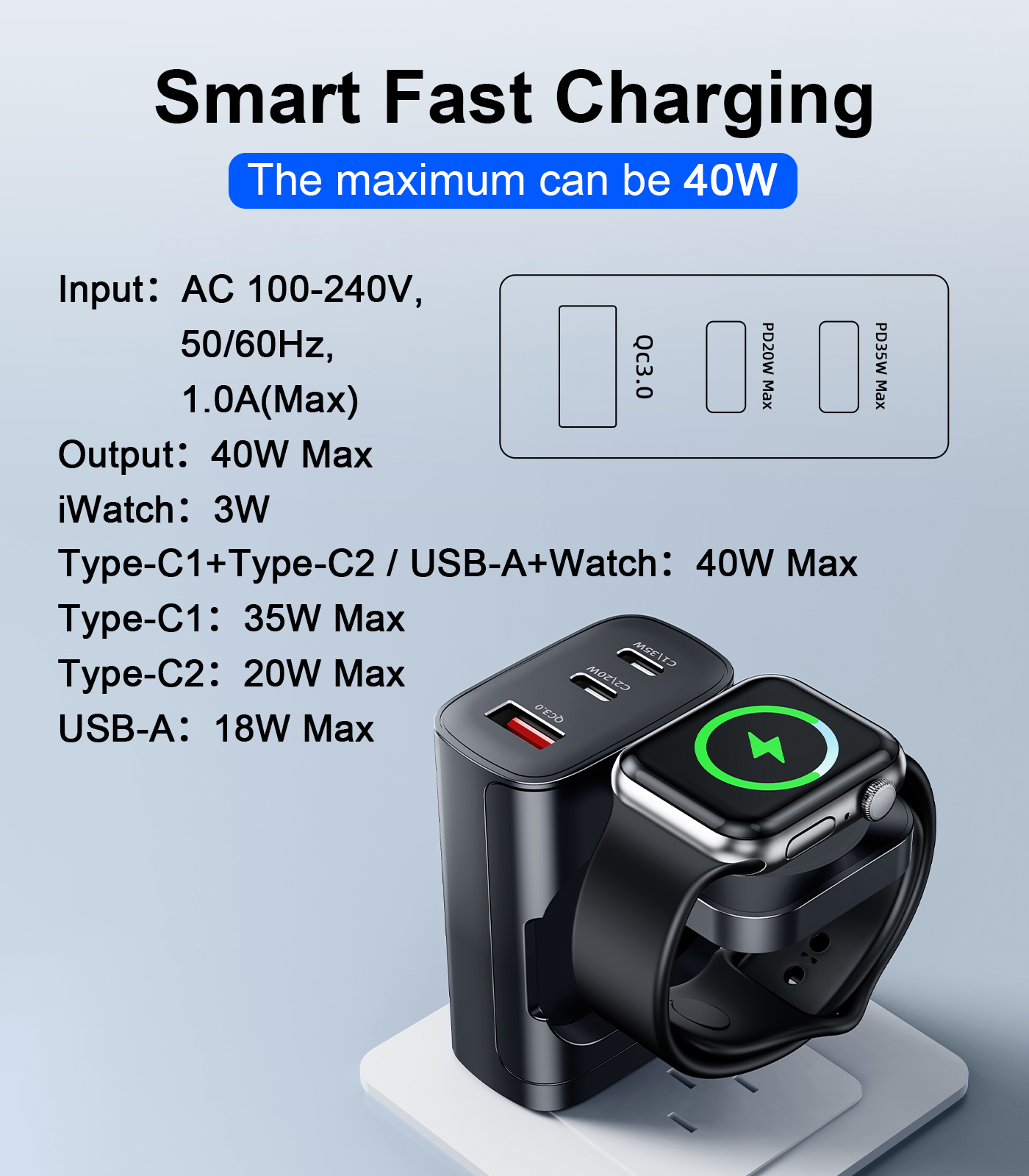 Eary 40W for Apple Charging Bl - Smartwatch Watches For Iphone avis et prix