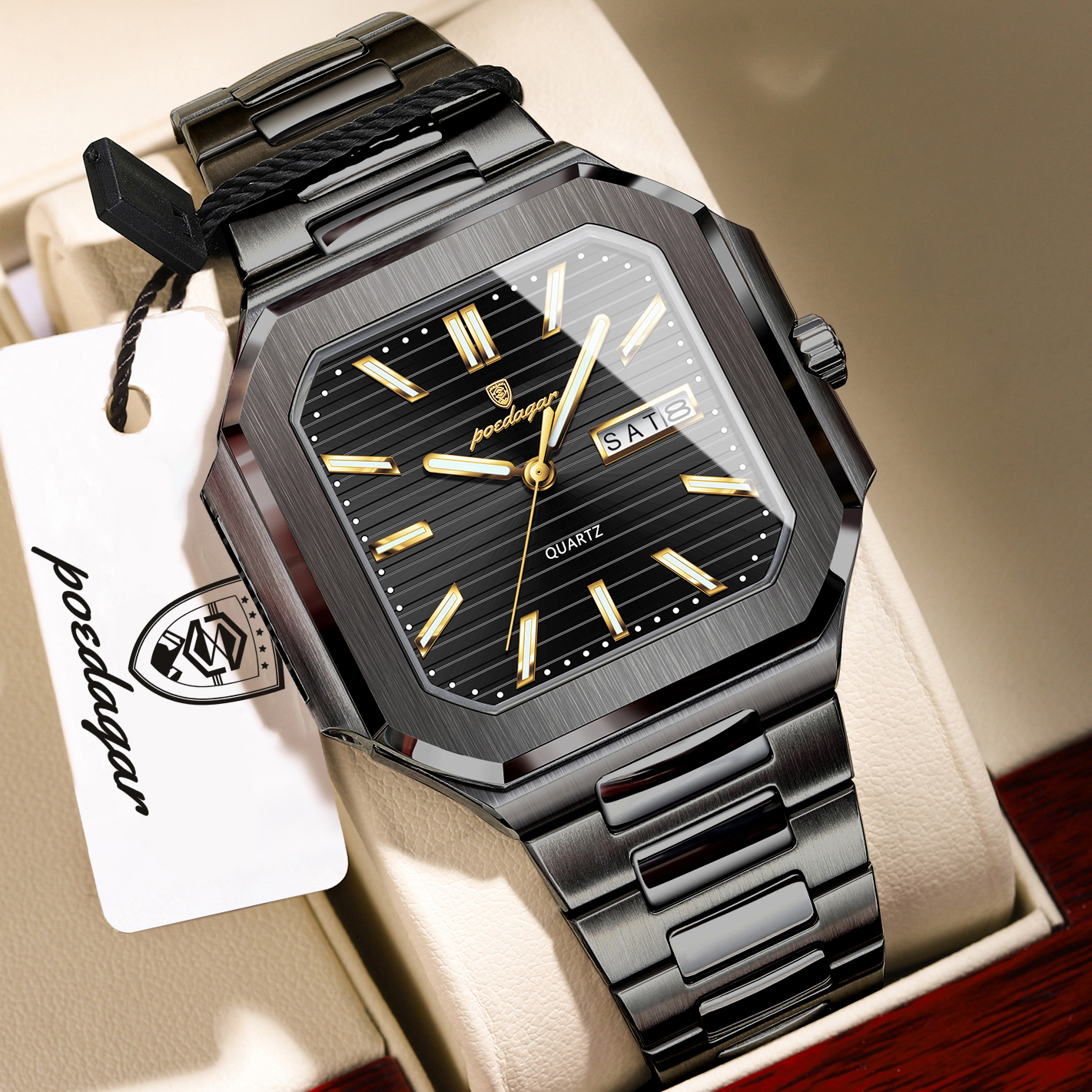 POEDAGAR Casual Square Man Wri - Smartwatch Square Watches For Men avis et prix