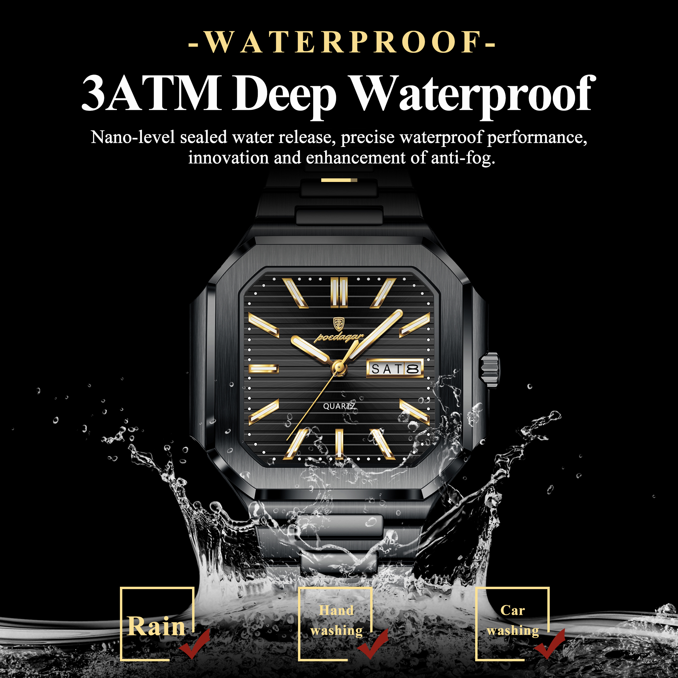 POEDAGAR Casual Square Man Wri - Smartwatch Square Watches For Men avis et prix