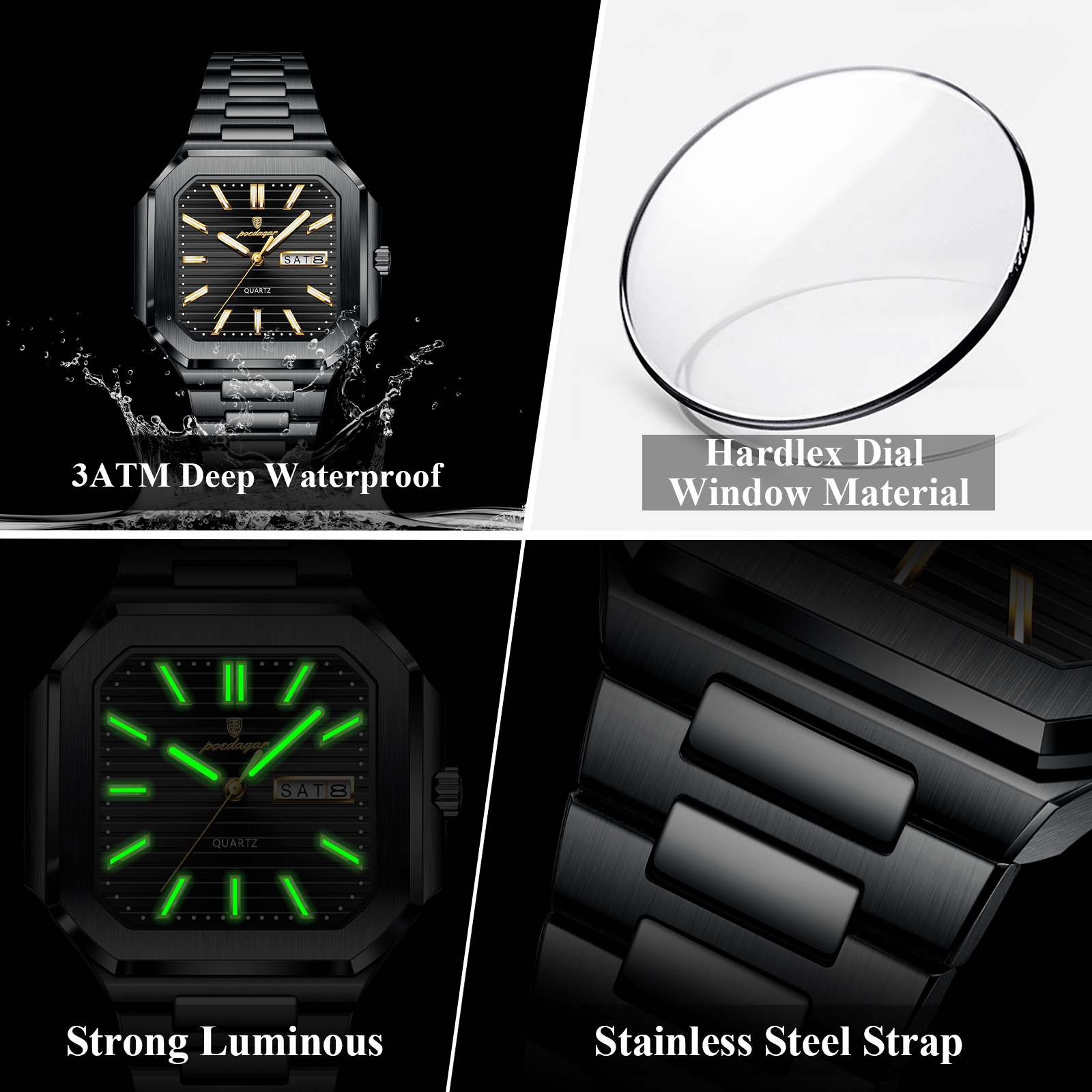POEDAGAR Casual Square Man Wri - Smartwatch Square Watches For Men avis et prix