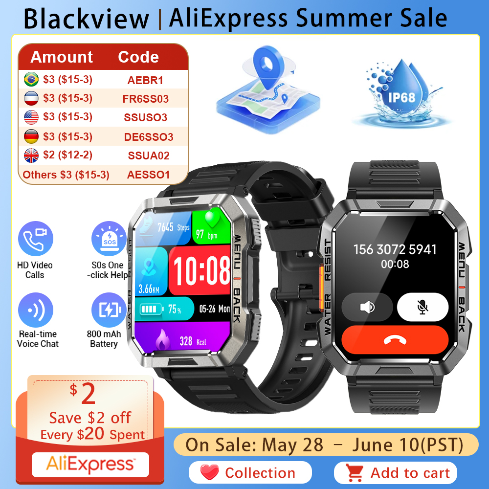 Blackview R60 Bluetooth Call S - Smartwatch Square Watches For Men avis et prix