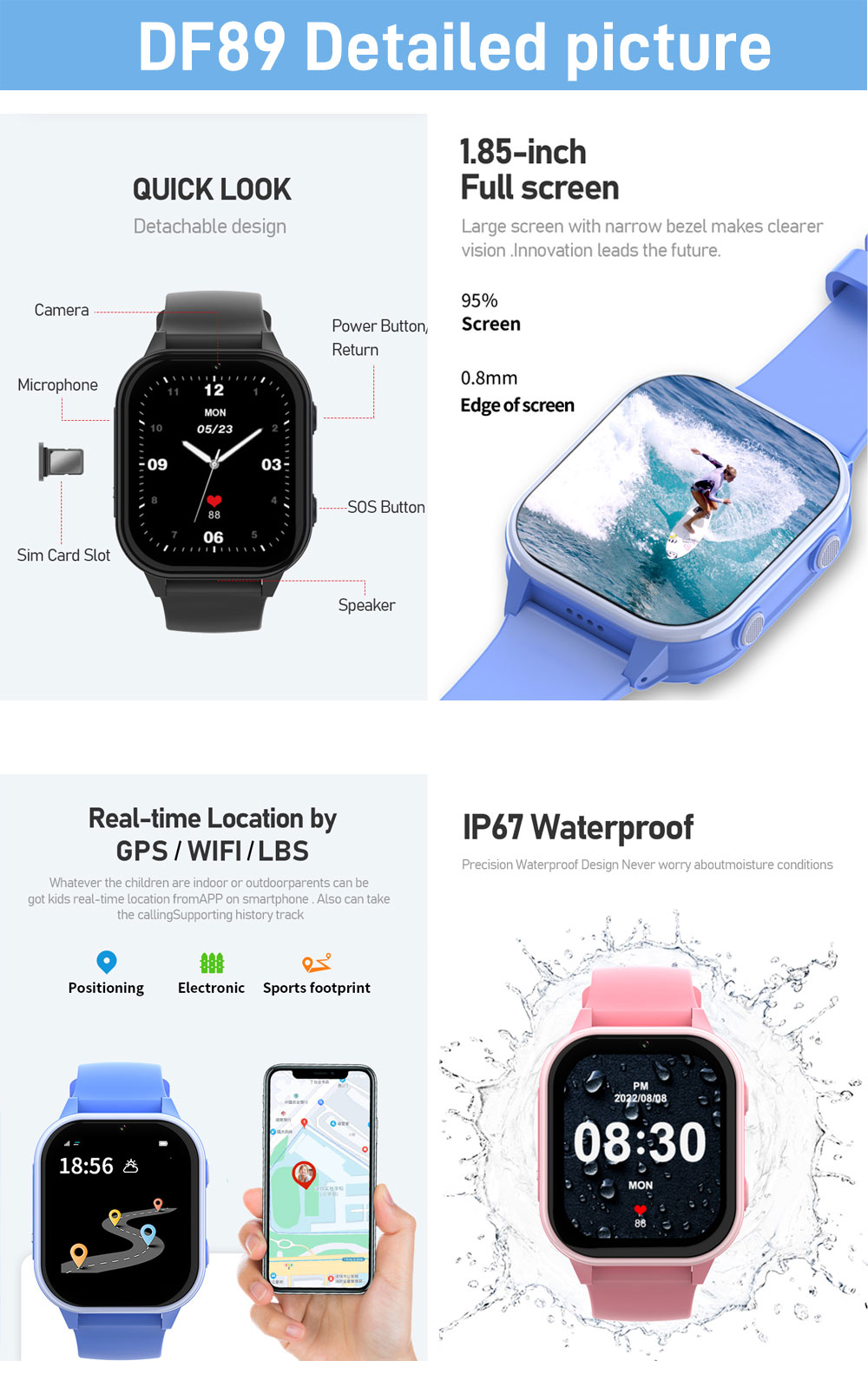 2G 4G Kids Smart Watch Phone G - Smartwatch Watches Gift For Girls avis et prix