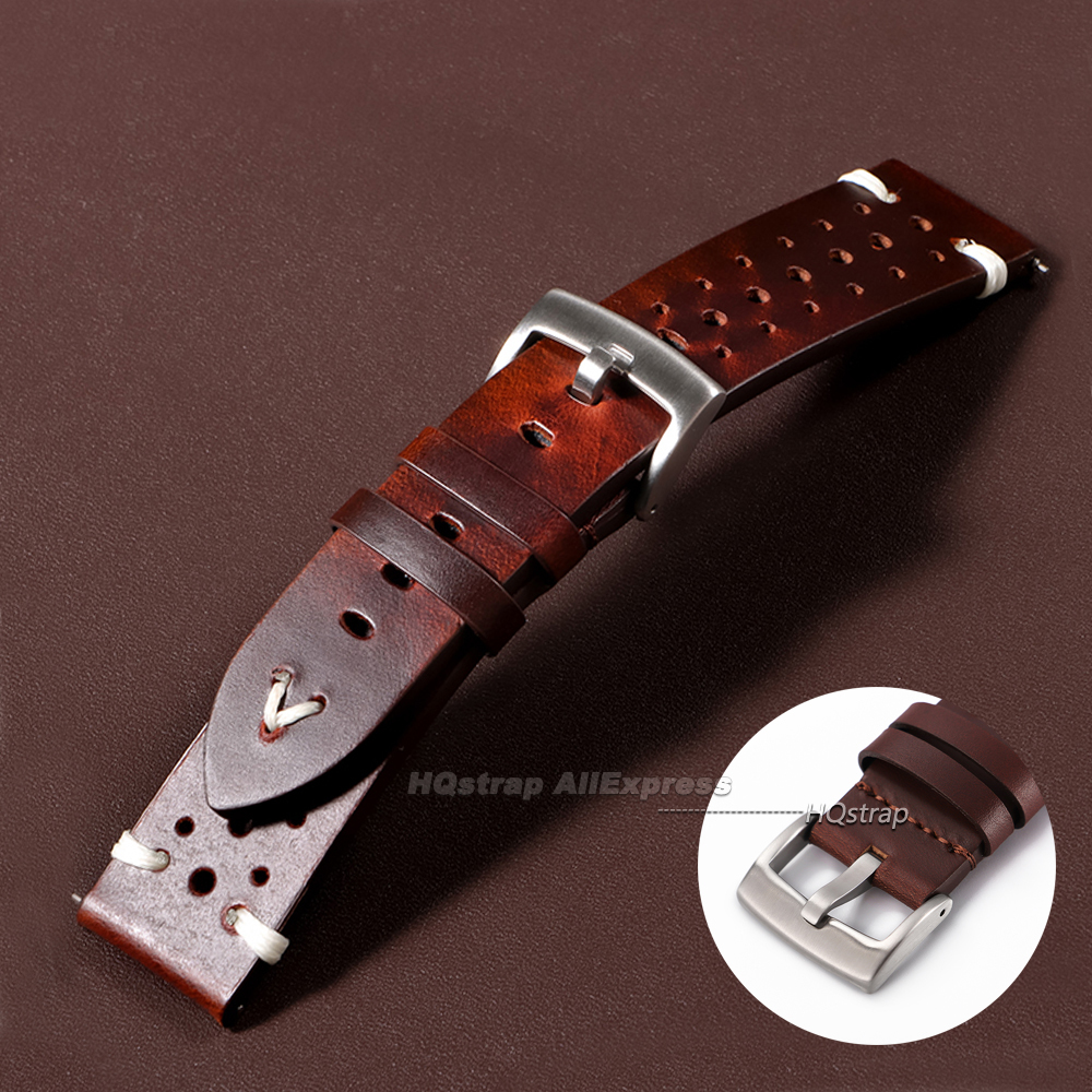Oil Wax Cowhide Watch Strap 20 - Smartwatch Premium Watches For Women avis et prix