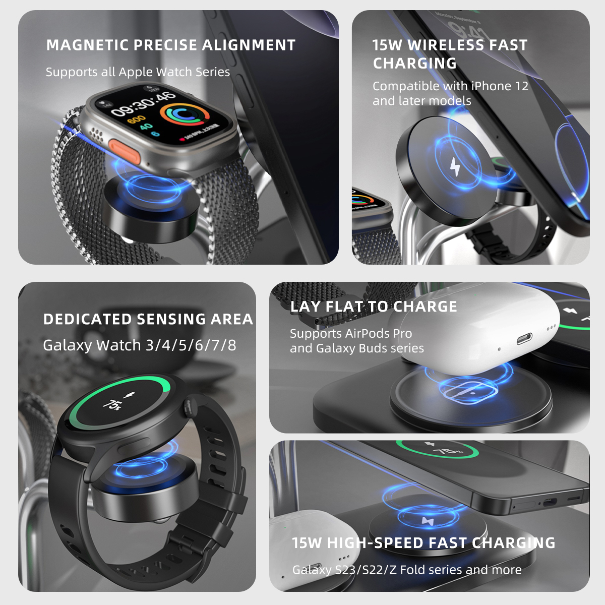 5 IN 1 Magnetic Wireless Charg - Smartwatch Watches For Iphone avis et prix