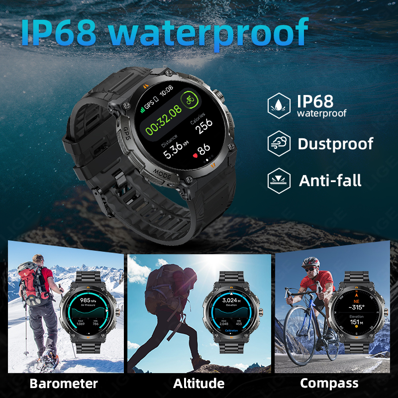 LIGE New Professional GPS Spor - Smartwatch Running Watches For Men avis et prix
